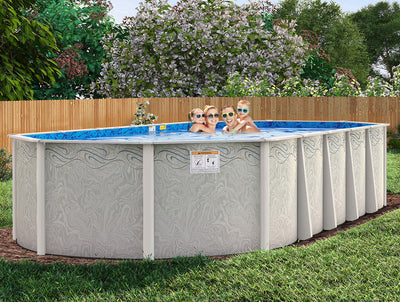 12'x 18' Round Silver Interlude 8" Premium Resin Frame Salt Friendly Semi In-Ground Pool Package 54" (Copy)
