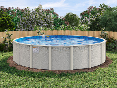 18' Round Silver Interlude 8" Premium Resin Frame Salt Friendly Semi In-Ground Pool Package 54"